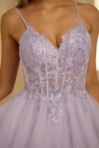 Gail Dolly Rhinestone Mini Dress in Lavender Purple
