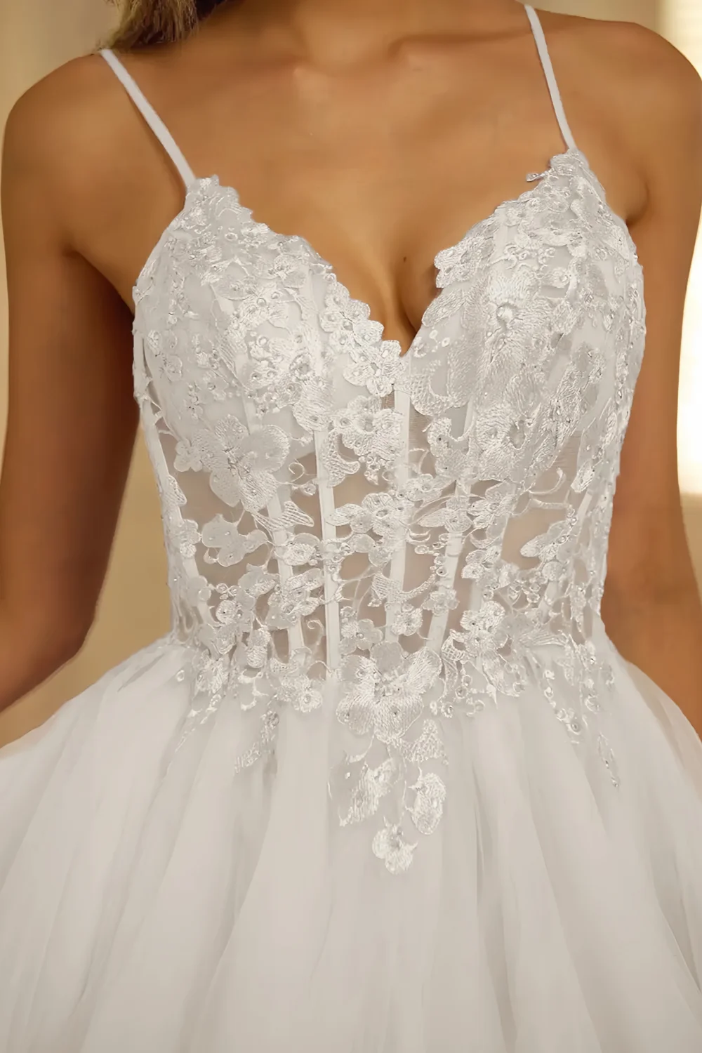 Gail White Rhinestone Mini Dress | Lace Tulle Party Gown