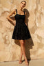 Gareth Black Lace Up Mini Dress | Cowl Neck A-Line Party Gown