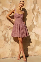 Gareth Embellished Floral-appliqué Lace-up Mini Dress In Pink