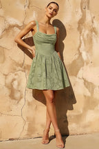 Gareth Lace Up Mini Dress in Pistachio