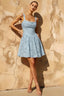 Gareth Sky Blue Lace Up Corset Mini Dress