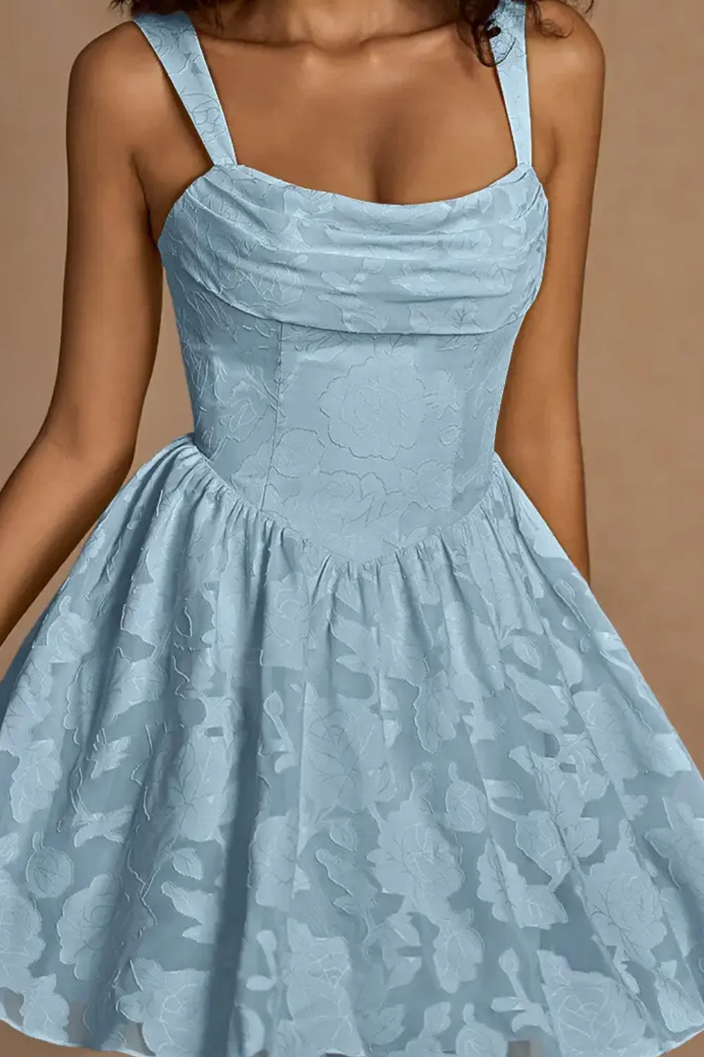 Gareth Sky Blue Lace Up Corset Mini Dress