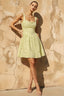 Gareth Lace Up Back Mini Dress - Yellow Floral Burnout