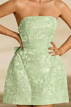 Gayle Mint Laila Mini Dress Jacquard Strapless Fit And Flare Dress