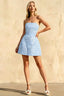 Gayle Sky Blue Sleeveless Jacquard Mini Dress with Bow