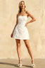 Gayle White Jacquard Strapless Mini Dress with Bow