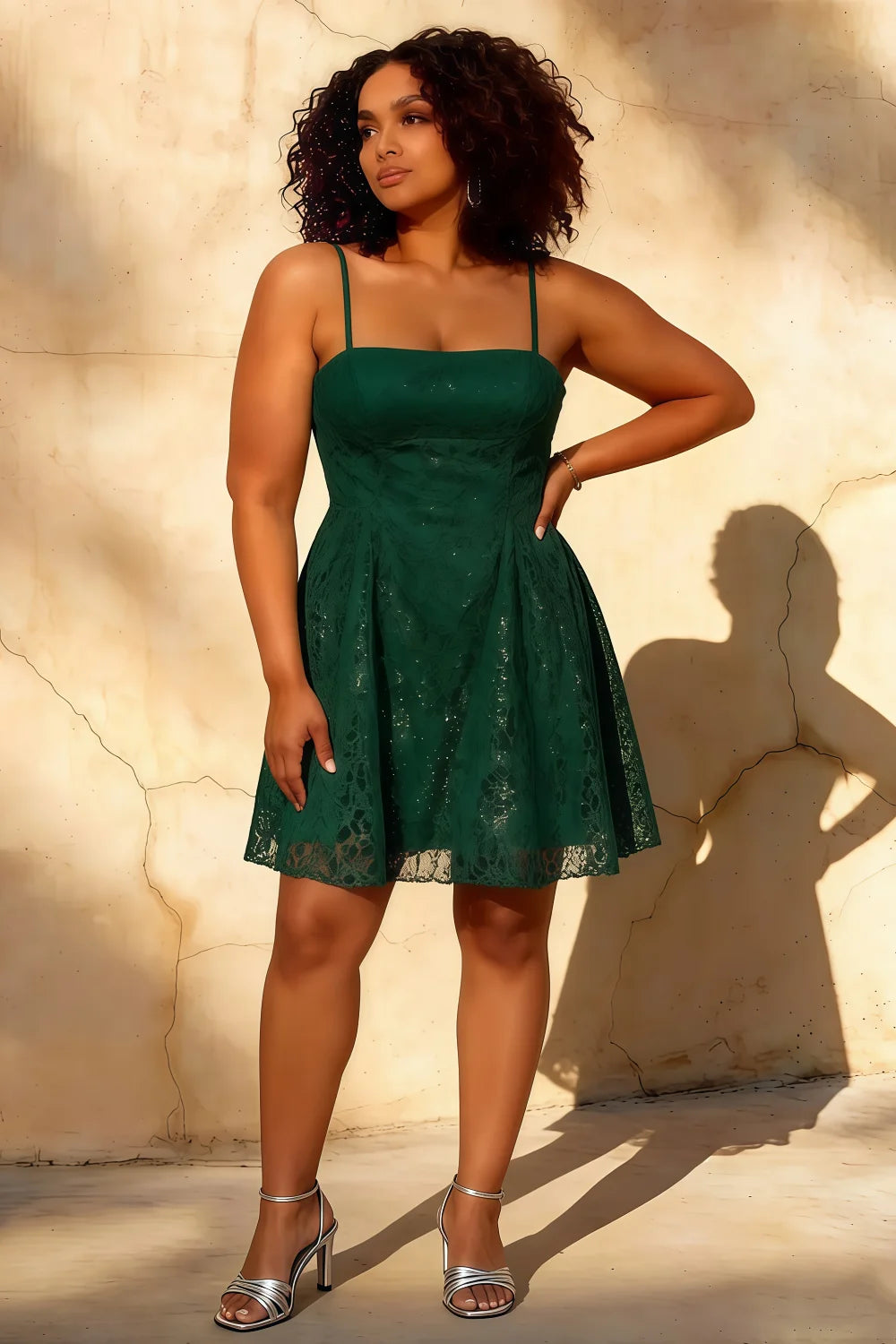Gemma Glitter Mini Dress Emerald Green - Lace Up Party Dress