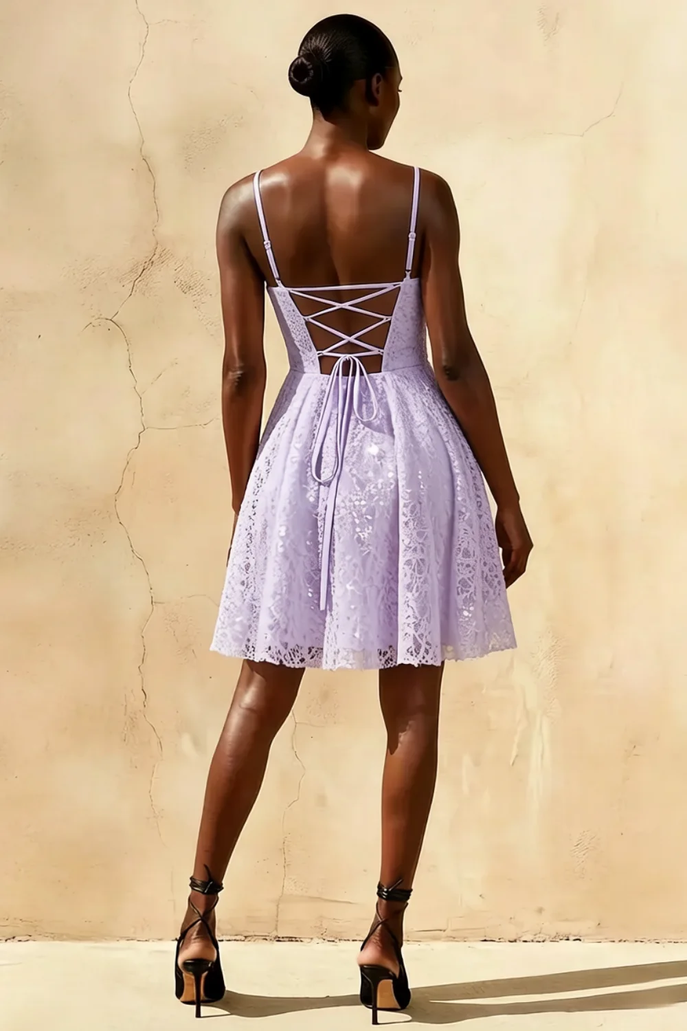 Gemma Lavender Mini Glitter Dress - Sequin Lace Party Dress