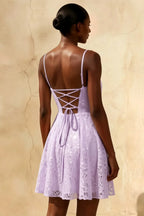 Gemma Lavender Mini Glitter Dress - Sequin Lace Party Dress