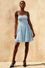 Gemma Light Blue Glitter Mini Dress | Lace-Up Sequin Gown