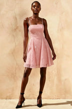 Gemma Pink Glitter Mini Dress | Sequin Lace-Up Homecoming Dress