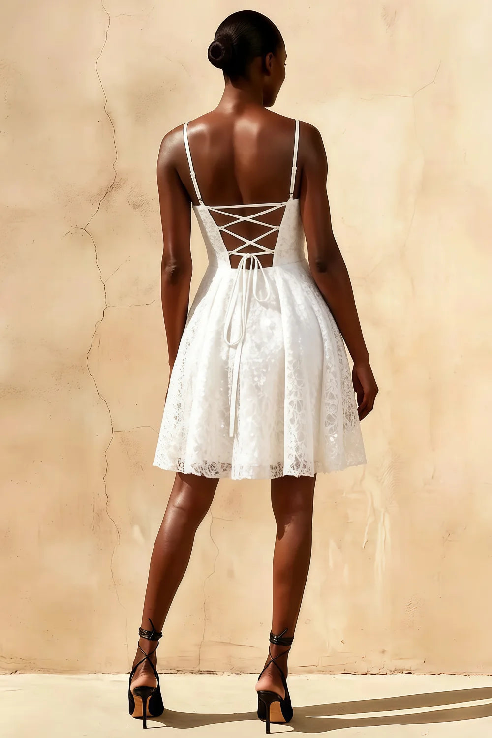 White Glitter Mini Dress | Sequin Lace Gemma Party Dress