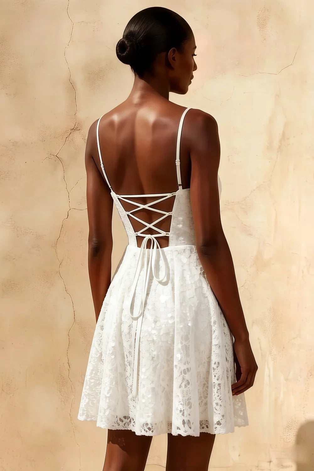 White Glitter Mini Dress | Sequin Lace Gemma Party Dress
