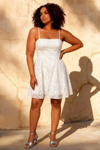 White Glitter Mini Dress | Sequin Lace Gemma Party Dress