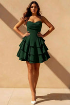 Genevieve Emerald Green Ruffle Mini Dress