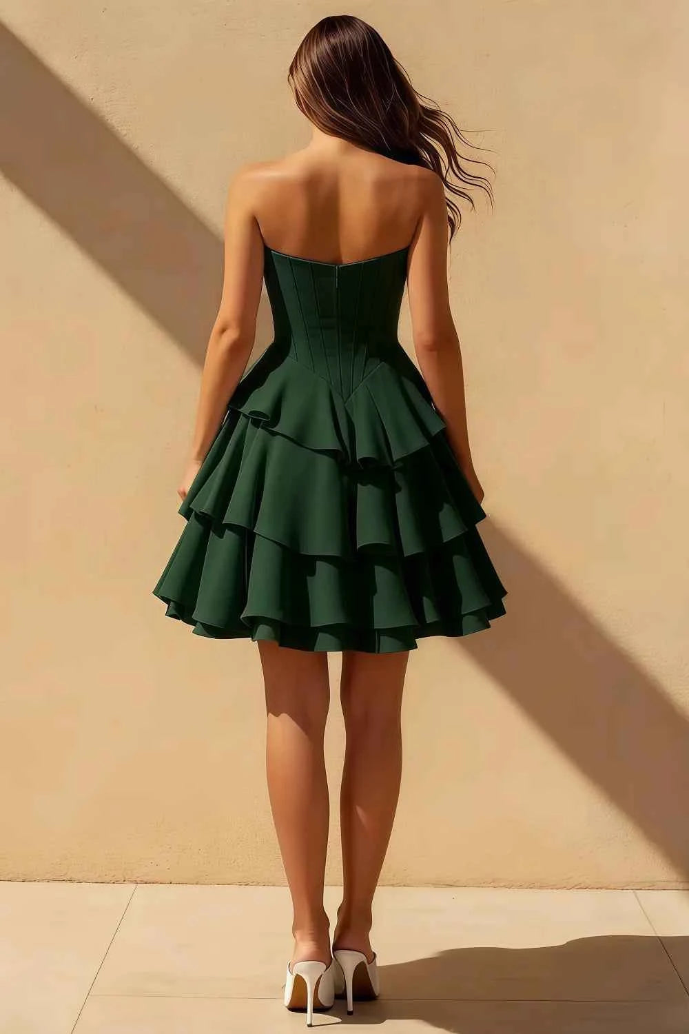 Genevieve Emerald Green Ruffle Mini Dress