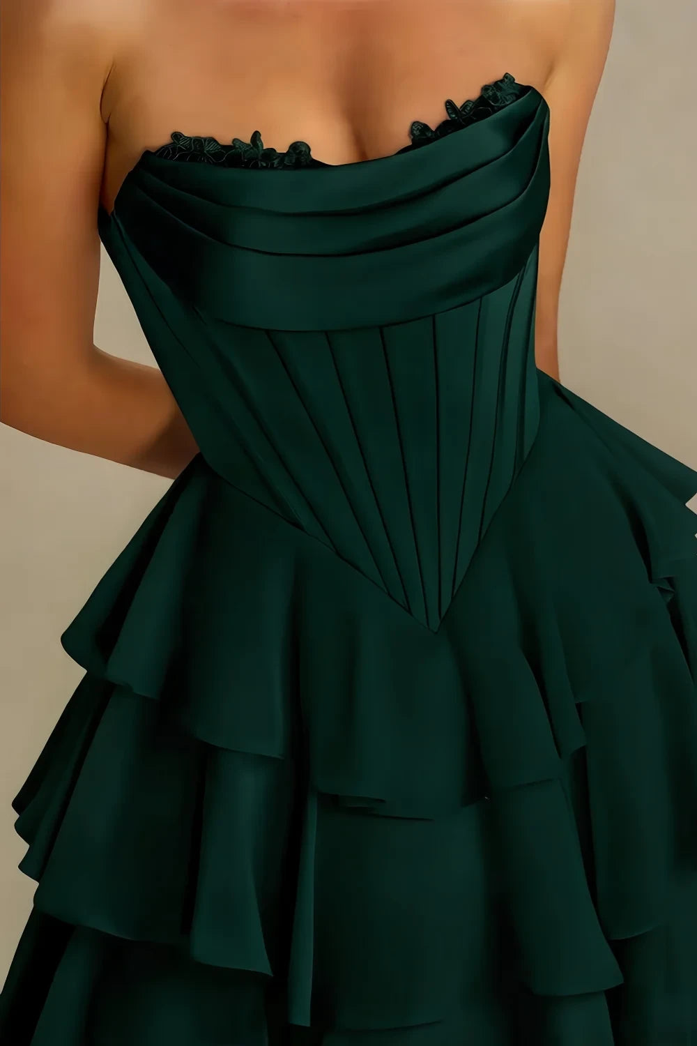 Genevieve Emerald Green Ruffle Mini Dress