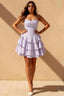 Genevieve Lavender Corset Mini Dress With Ruffles