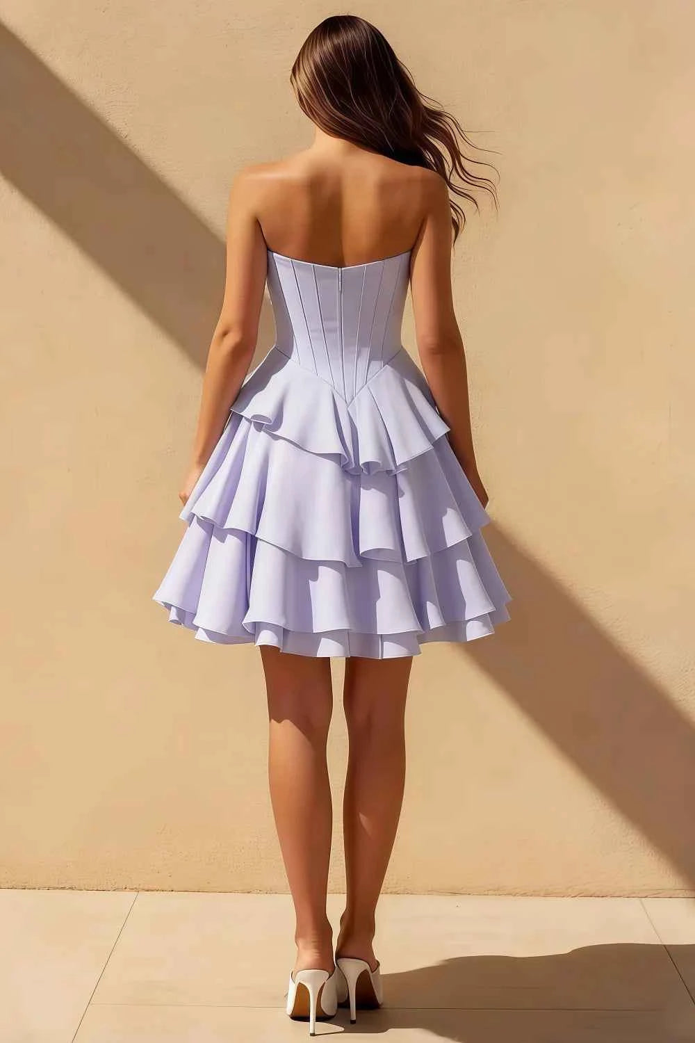 Minivestido con volantes Genevieve Lavanda Imagen secundaria del producto