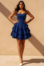 Genevieve Royal Blue Ruffle Tiered Mini Dress