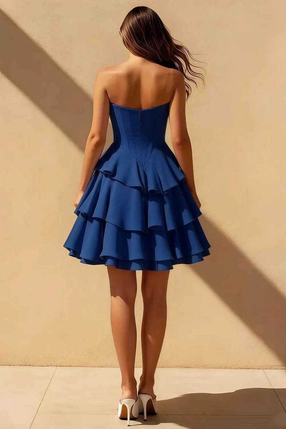 Genevieve Royal Blue Ruffle Tiered Mini Dress