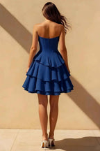 Genevieve Royal Blue Ruffle Tiered Mini Dress