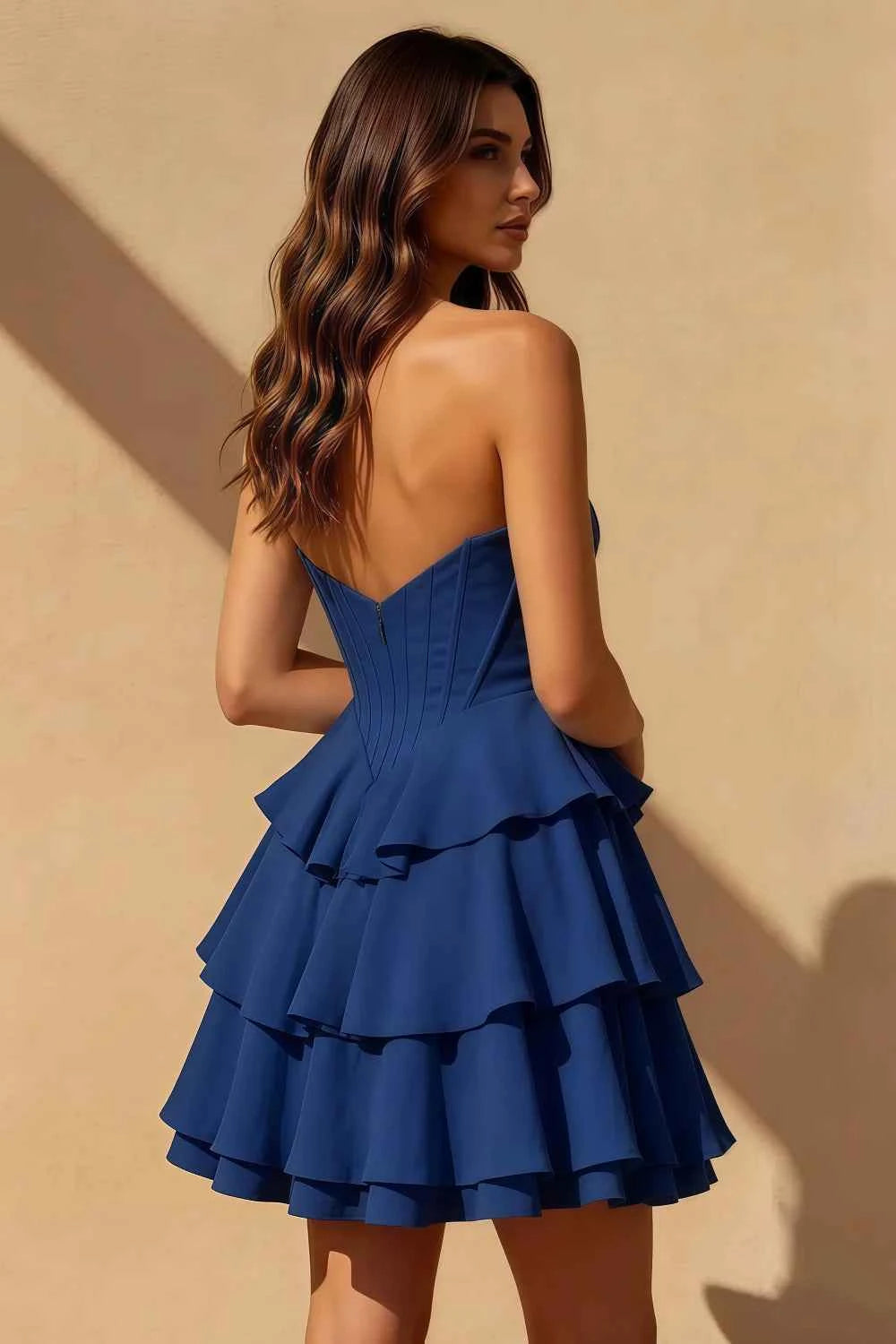 Genevieve Royal Blue Ruffle Tiered Mini Dress