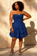 Genevieve Royal Blue Ruffle Tiered Mini Dress
