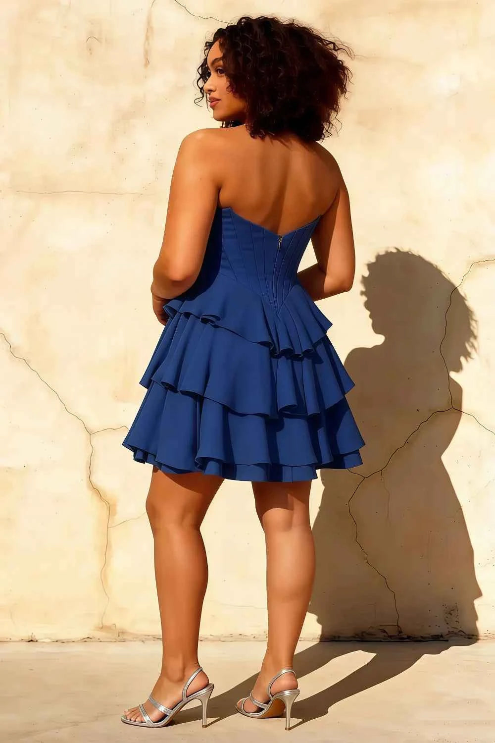 Genevieve Royal Blue Ruffle Tiered Mini Dress