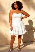 Genevieve White Ruffle Mini Dress | Tiered Corset Party Dress