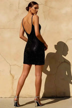 Black Pearl Spaghetti Strap Mini Dress | Georgia Dress