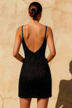Black Pearl Spaghetti Strap Mini Dress | Georgia Dress
