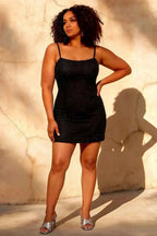 Black Pearl Spaghetti Strap Mini Dress | Georgia Dress
