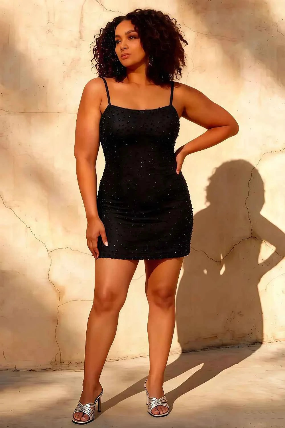Black Pearl Spaghetti Strap Mini Dress | Georgia Dress