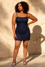 Georgia Navy Pearl Spaghetti Strap Bodycon Mini Dress