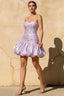 Geraldine Lavender Satin Pleated Indie Mermaid Mini Dress