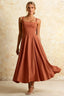 Gina Bronze Maeve Square Neck Midi Slip Dress