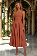 Gina Bronze Maeve Square Neck Midi Slip Dress