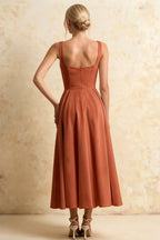 Gina Bronze Maeve Square Neck Midi Slip Dress