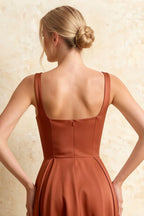Gina Bronze Maeve Square Neck Midi Slip Dress