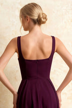 Gina Grape Natalia Square Neck Midi Dress | Elegant A-Line Party Style