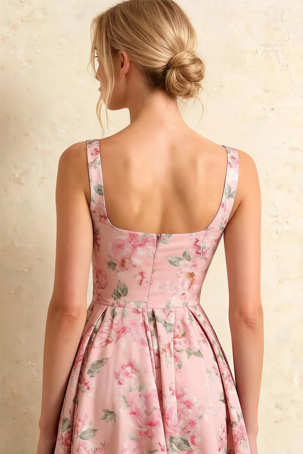 Gina Pink Floral Boden Square Neck Midi Dress