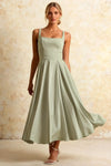 Gina Sage Green Square Neck Midi Dress | Elegant Midi