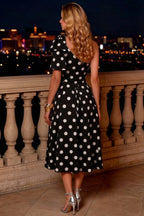 Giselle Black Polka Dot Asymmetrical Midi Dress Topshop