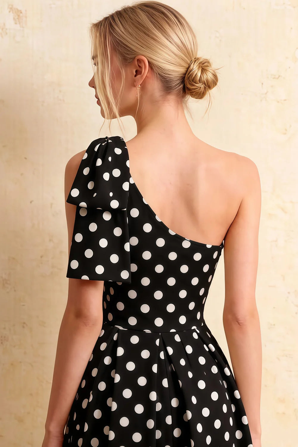 Giselle Black Polka Dot Asymmetrical Midi Dress Topshop