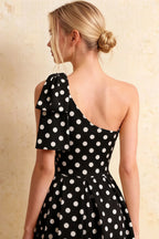 Giselle Black Polka Dot Asymmetrical Midi Dress Topshop