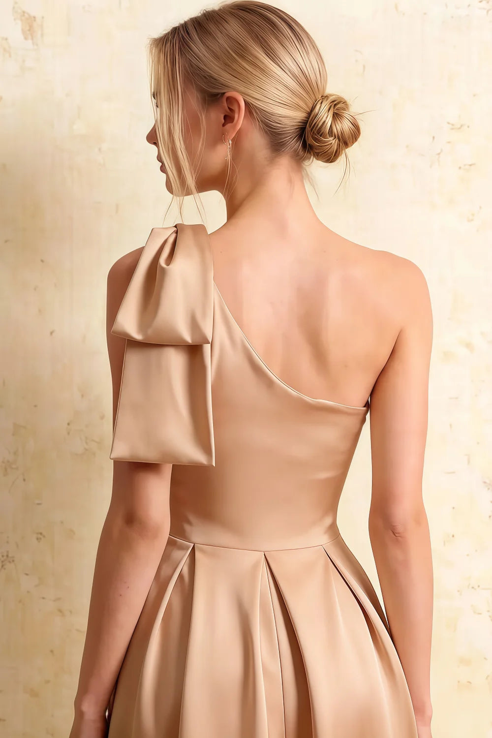 Giselle Champagne Cos Gathered Asymmetric Midi Dress