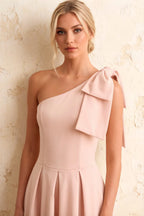 Giselle Light Pink Asymmetric Midi Dress Zara with Bow