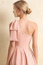 Giselle Light Pink Asymmetric Midi Dress Zara with Bow